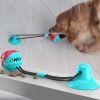 Multifunction Pet Molar Bite Toy with Suction Cup Interactive Dog Rope Toys Self-Playing Rubber Ball Cleaning Teeth Treat Dispensing Ball