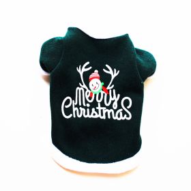 Pet Clothing Dog Warm Embroidery Christmas Style (Option: Green-L)