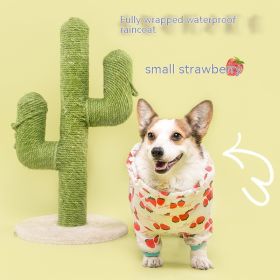 Short Leg Captain Golden Retriever Corgi Fully Wrapped Waterproof Raincoat Four-legged Dog Clothes (Option: Strawberry-L)