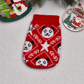 Dog Cat Sweater Pet Clothes Clothing (Option: Red Background Panda-No 6)