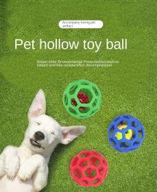 Dog toy hollow ball bite-resistant elastic rubber ball bell pet toy; Jingle Bell Toy Ball (colour: blue, size: Hollow ball (with bell))