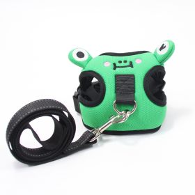 dog harness set; with leas frog leash pet mesh breathable small dog chest back retractable dog leash pet harness (Specification (L * W): XS, colour: Calf)