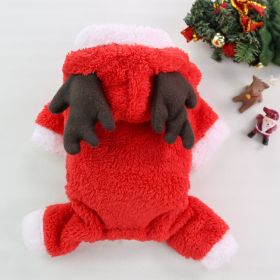 Autumn And Winter Christmas Four Legs Thick Fleece Warm Dog Coat (Option: Red Elk-XS Back Length 20cm)