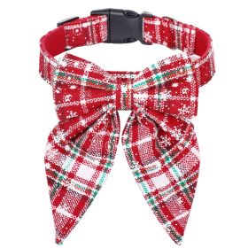 Pet Collar Bow Tie Christmas Dog (Option: Red And White Snowflake-M)